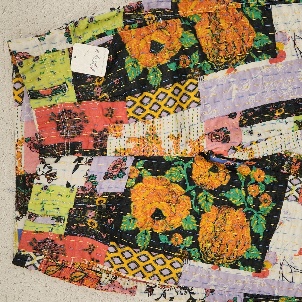 Free People Patchwork Multi-Color Straight Leg Tr… - image 5